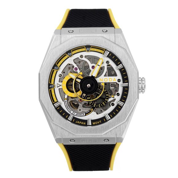 Noda Aero Series-1 43MM Stainless Steel Yellow Skeleton Dial Automatic Watch